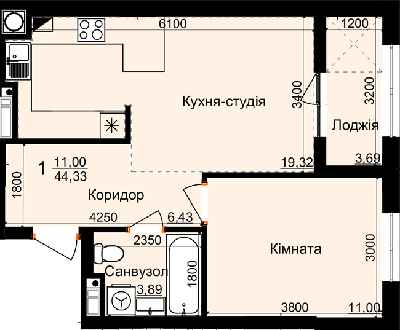 1-комнатная 44.33 м² в ЖК Globus Park от 15 100 грн/м², с. Сокольники