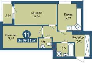 2-комнатная 56.66 м² в ЖК Kaiser Park от 20 250 грн/м², Львов