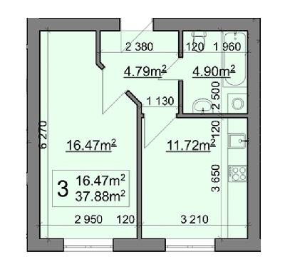 1-кімнатна 37.88 м² в ЖК Надбужанський від забудовника, м. Буськ