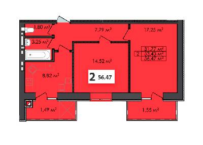 2-кімнатна 56.47 м² в ЖК Сусіди від 18 000 грн/м², м. Винники