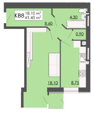 1-кімнатна 41.45 м² в ЖК Родинна казка від 12 000 грн/м², смт Запитів