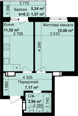 1-комнатная 39.97 м² в ЖК Кришталевi джерела от 40 000 грн/м², Киев