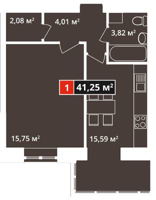 1-кімнатна 41.25 м² в ЖК Затишний Дім від 12 900 грн/м², м. Винники
