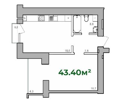 1-кімнатна 43.4 м² в ЖК Містечко Липки від 16 000 грн/м², Івано-Франківськ