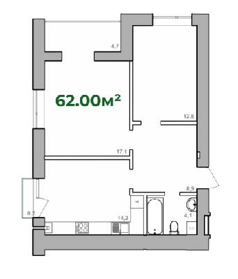 2-комнатная 62 м² в ЖК Городок Липки от 16 000 грн/м², Ивано-Франковск