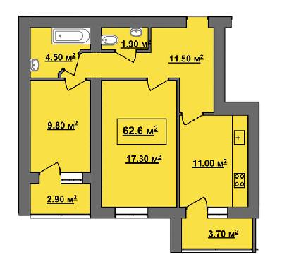 2-кімнатна 62.6 м² в ЖК Княгинин Парк від 12 800 грн/м², Івано-Франківськ