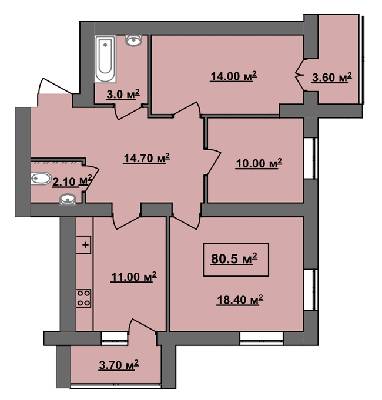 3-комнатная 80.5 м² в ЖК Княгинин Парк от 11 450 грн/м², Ивано-Франковск