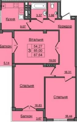 3-комнатная 87.64 м² в ЖК Хмельницкий от 12 000 грн/м², Ивано-Франковск