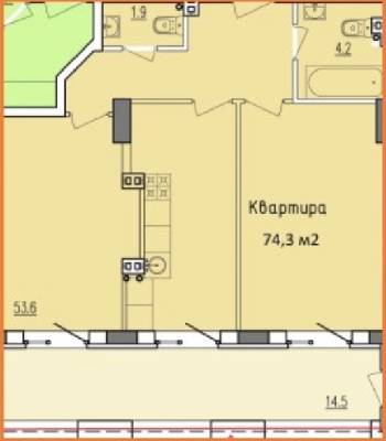 2-комнатная 74.3 м² в ЖК Victory Hall от 18 500 грн/м², Днепр