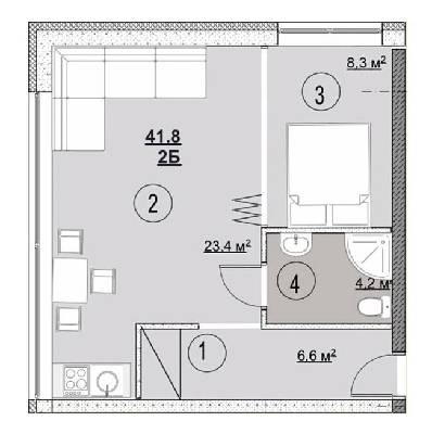 2-комнатная 41.8 м² в Апарт-готель Premier Resort от 101 250 грн/м², с. Поляница