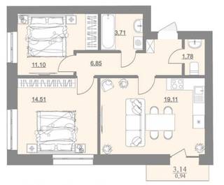 2-комнатная 57.66 м² в ЖК Проект Парк от 17 950 грн/м², г. Пустомыты