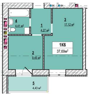 1-кімнатна 37.69 м² в ЖК Вишгород Сіті Парк від 18 000 грн/м², м. Вишгород