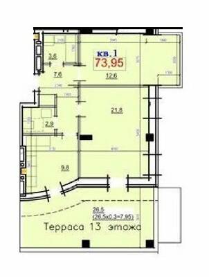 2-кімнатна 73.95 м² в ЖК Loft Smart від забудовника, Дніпро