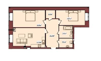 2-кімнатна 81.44 м² в ЖК Будинок Чехова від 12 500 грн/м², м. Кам`янець-Подільський