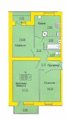 3-комнатная 59.59 м² в ЖК на ул. Заводская, 1Г от 6 000 грн/м², г. Деражня