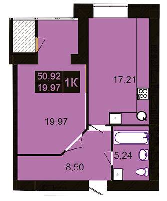 1-кімнатна 50.92 м² в ЖК Millennium Hills від 15 000 грн/м², Хмельницький