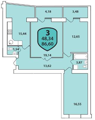 3-кімнатна 86.6 м² в ЖК Олімпійський від 16 500 грн/м², Хмельницький