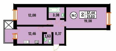 2-кімнатна 57.44 м² в ЖК Центральний від 10 700 грн/м², м. Красилів