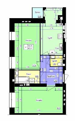 2-комнатная 62.64 м² в ЖК Парковый Лайф от 14 500 грн/м², г. Волочиск