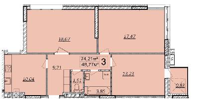 3-комнатная 74.21 м² в ЖК Дружба Хаус от 12 800 грн/м², г. Волочиск