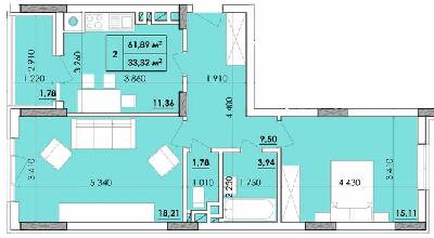 2-кімнатна 61.89 м² в ЖК Віденський Квартал від 18 200 грн/м², Чернівці