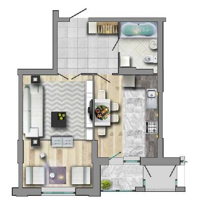 1-комнатная 51.86 м² в ЖК КиевSky от застройщика, Чернигов