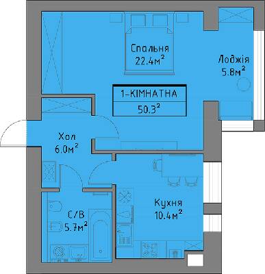 1-кімнатна 50.3 м² в ЖБ Ліпинський+ від забудовника, с. Липини