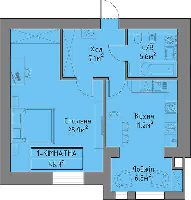 1-кімнатна 56.3 м² в ЖБ Ліпинський+ від забудовника, с. Липини