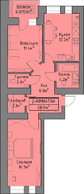 2-комнатная 58.9 м² в ЖД Липинський+ от 16 000 грн/м², с. Липины