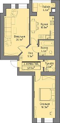 2-кімнатна 67.5 м² в ЖБ Ліпинський+ від 16 000 грн/м², с. Липини