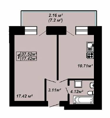 1-комнатная 37.52 м² в ЖК Сафрон от 14 000 грн/м², Луцк