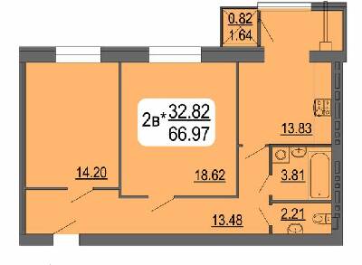 2-комнатная 66.97 м² в ЖК Семейный комфорт от 12 150 грн/м², Винница