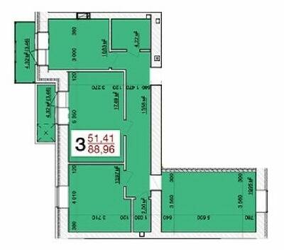 3-комнатная 88.96 м² в ЖК Олимпийский от застройщика, Житомир