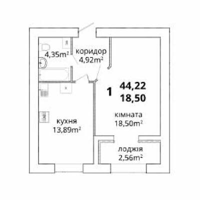1-комнатная 44.22 м² в ЖК Шодуар от застройщика, Житомир
