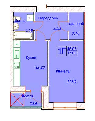 1-кімнатна 45.03 м² в ЖК Апарт-Горизонт від забудовника, Тернопіль