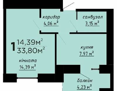 1-кімнатна 33.8 м² в ЖК День і ніч від 16 500 грн/м², Тернопіль