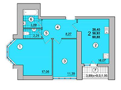 2-кімнатна 60.88 м² в ЖК на Масанах від 10 900 грн/м², Чернігів