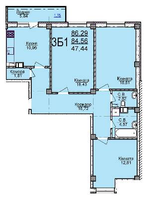 3-комнатная 86.29 м² в ЖК Пушкина от 16 000 грн/м², Черкассы