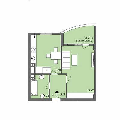 1-комнатная 45.5 м² в ЖК Плаза Квартал от 22 450 грн/м², Херсон