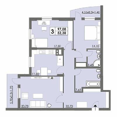 3-комнатная 97 м² в ЖК Плаза Квартал от 21 300 грн/м², Херсон