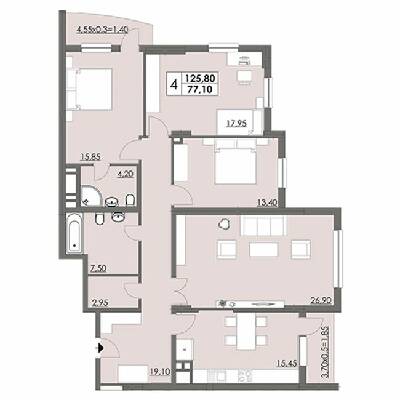 4-кімнатна 125.8 м² в ЖК Плаза Квартал від 20 700 грн/м², Херсон