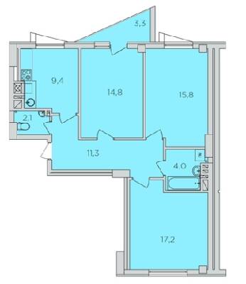 3-комнатная 75.4 м² в ЖК 360 от 18 000 грн/м², Ровно