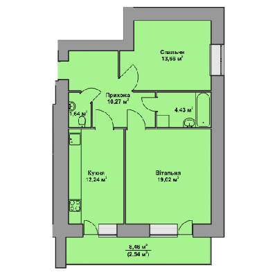 2-комнатная 63.8 м² в ЖК Комфорт Таун плюс от 16 300 грн/м², с. Петриков