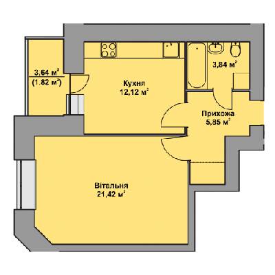 1-комнатная 45.05 м² в ЖК Комфорт Таун плюс от 16 300 грн/м², с. Петриков