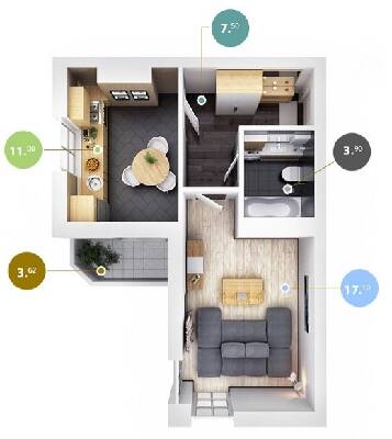 1-комнатная 48.7 м² в ЖК Оберіг от застройщика, г. Вараш