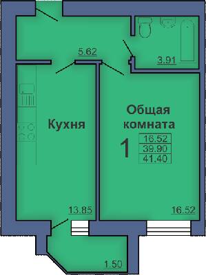 1-кімнатна 41.4 м² в ЖК на вул. Миру, 18В від 15 000 грн/м², Полтава