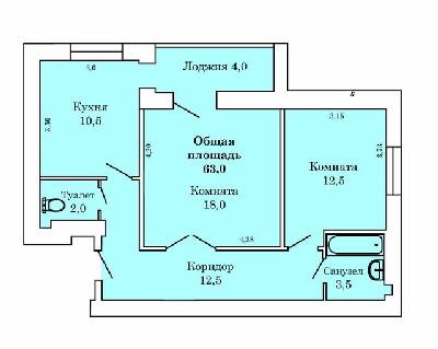2-комнатная 63 м² в ЖК Северная Звезда от застройщика, Николаев