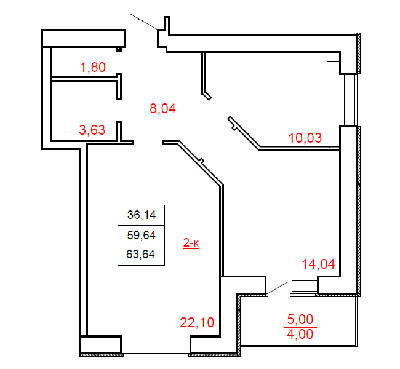 2-комнатная 63.64 м² в ЖК Остров от 13 000 грн/м², г. Миргород