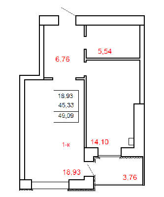 1-комнатная 49.09 м² в ЖК Остров от 14 000 грн/м², г. Миргород