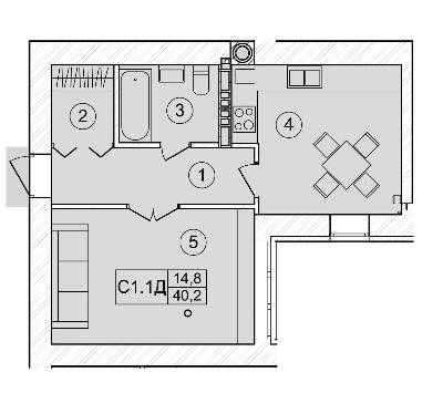 1-комнатная 40.2 м² в ЖК Bavaria City от 18 000 грн/м², с. Крюковщина